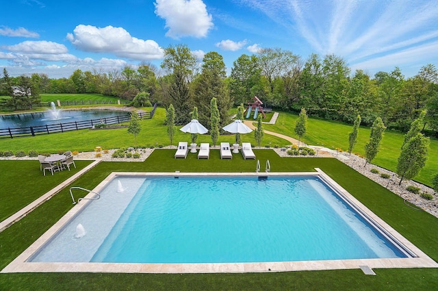 8070 Harriott Rd, Dublin, OH 43017 - outdoor pool with a water view and a patio area