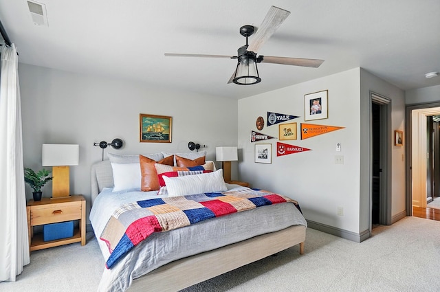 8070 Harriott Rd, Dublin, OH 43017 - bedroom with carpet floors, baseboards, and ceiling fan