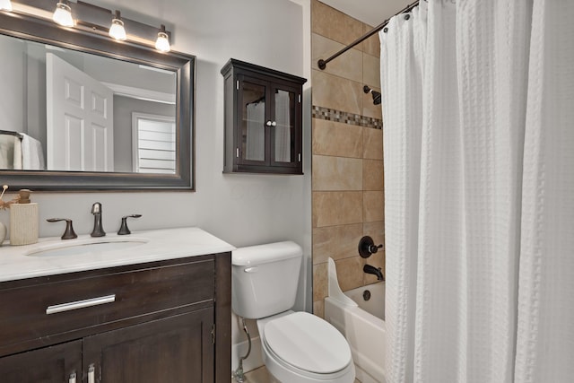 411 Reinhard Ave, Columbus, OH 43206 - bathroom featuring toilet, vanity, and shower / tub combo with curtain