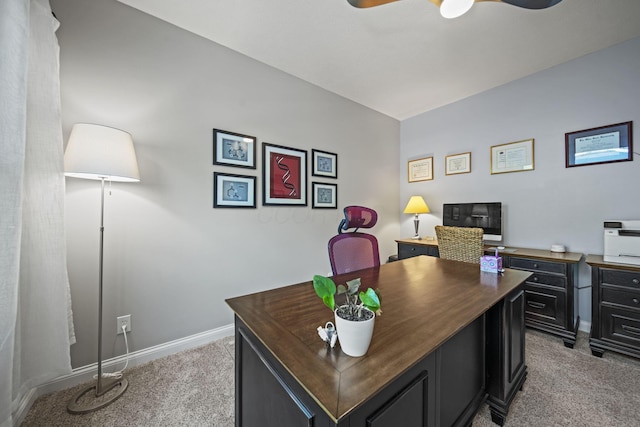 2557 Coltsbridge Dr, Lewis Center, OH 43035 - office with light carpet, a ceiling fan, and baseboards