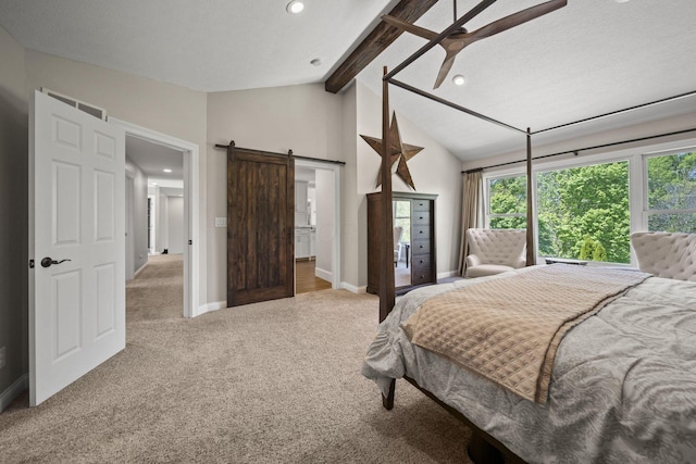 2557 Coltsbridge Dr, Lewis Center, OH 43035 - bedroom featuring carpet floors, a barn door, recessed lighting, and baseboards