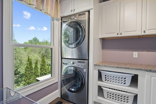 2557 Coltsbridge Dr, Lewis Center, OH 43035 - laundry room with estacked washer and dryer and cabinet space
