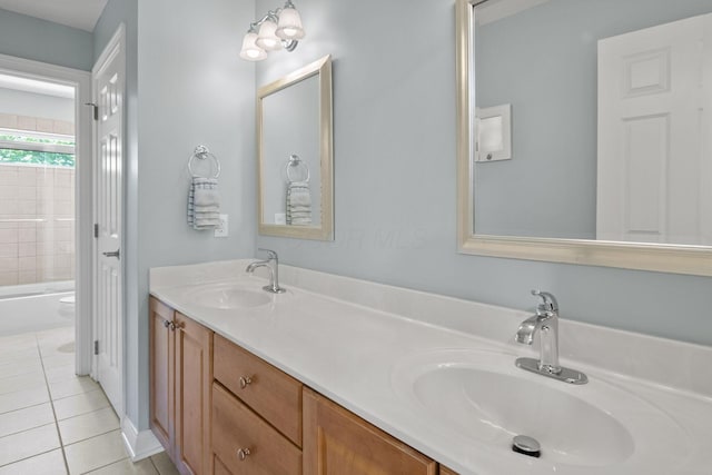 2557 Coltsbridge Dr, Lewis Center, OH 43035 - bathroom with tile patterned floors and double vanity