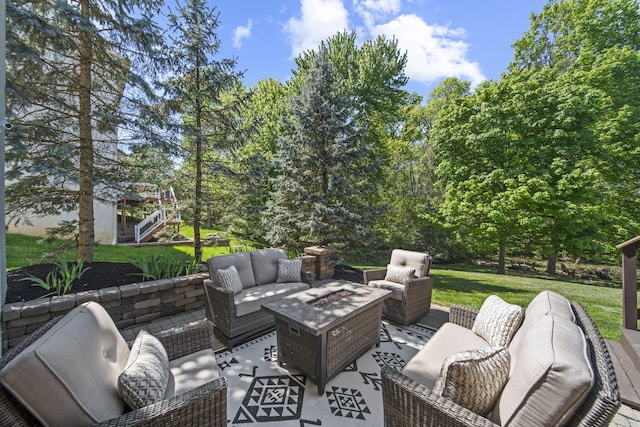 2557 Coltsbridge Dr, Lewis Center, OH 43035 - view of patio / terrace with an outdoor living space with a fire pit