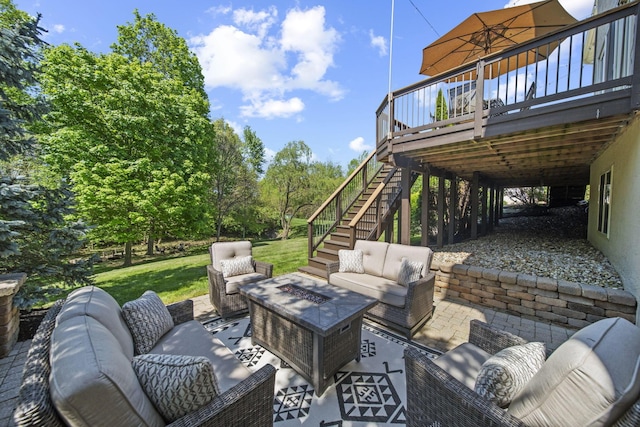 2557 Coltsbridge Dr, Lewis Center, OH 43035 - view of patio / terrace with an outdoor hangout area, stairs, and a deck
