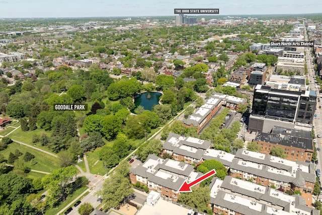 bird's eye view of a nearby body of water