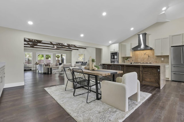 2727 Westmont Blvd, Columbus, OH 43221 - dining space with dark wood-style flooring, recessed lighting, and lofted ceiling