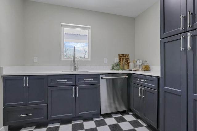 2727 Westmont Blvd, Columbus, OH 43221 - kitchen with dishwasher, a sink, tile patterned floors, and light countertops