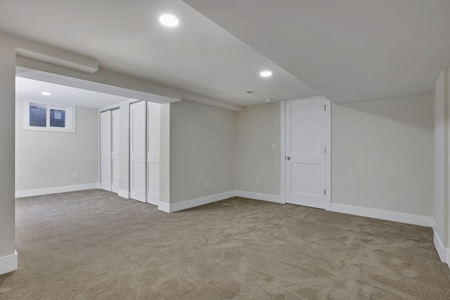 2727 Westmont Blvd, Columbus, OH 43221 - finished below grade area with carpet, recessed lighting, and baseboards