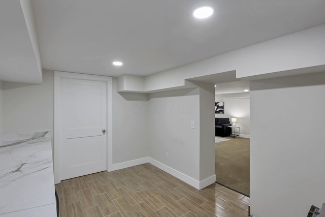 2727 Westmont Blvd, Columbus, OH 43221 - finished below grade area featuring baseboards, light wood-style floors, and recessed lighting