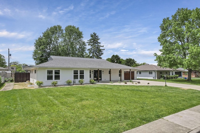 2727 Westmont Blvd, Columbus, OH 43221 - ranch-style house with concrete driveway, stucco siding, roof with shingles, and an attached garage