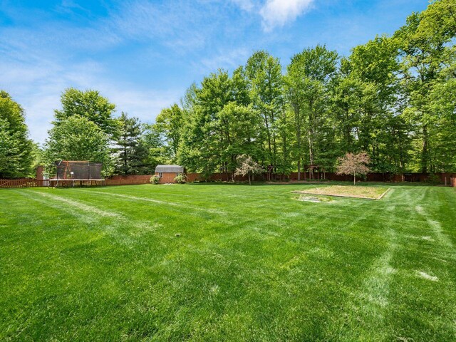 view of yard with a trampoline