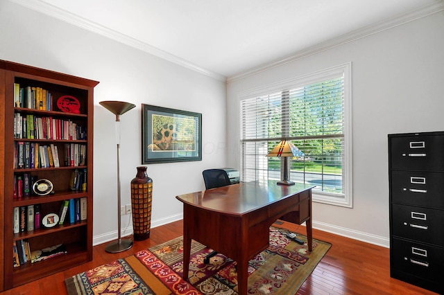 6415 Green Stone Loop, Dublin, OH 43016 - office area featuring wood finished floors, crown molding, and baseboards