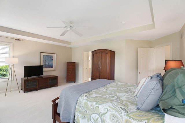 6415 Green Stone Loop, Dublin, OH 43016 - bedroom featuring carpet, baseboards, a ceiling fan, and a tray ceiling