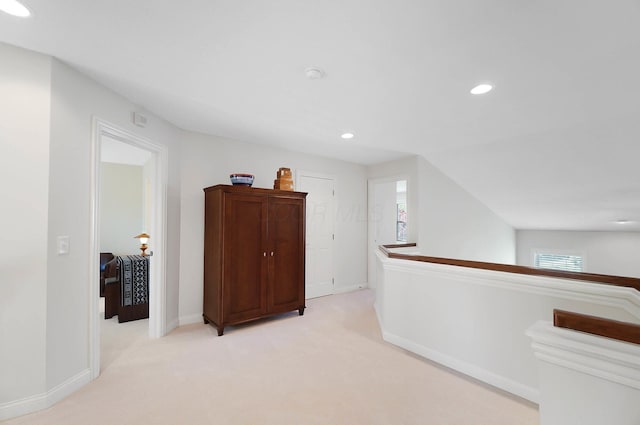 6415 Green Stone Loop, Dublin, OH 43016 - corridor featuring an upstairs landing, recessed lighting, light carpet, and baseboards