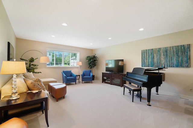 6415 Green Stone Loop, Dublin, OH 43016 - living area with carpet floors, recessed lighting, and baseboards