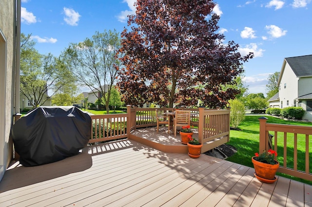 6415 Green Stone Loop, Dublin, OH 43016 - wooden terrace featuring a grill and a yard