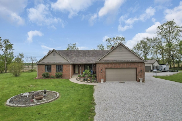 1719 Marion Rd NW, Utica, OH 43080 - single story home featuring gravel driveway, a garage, brick siding, and a front lawn