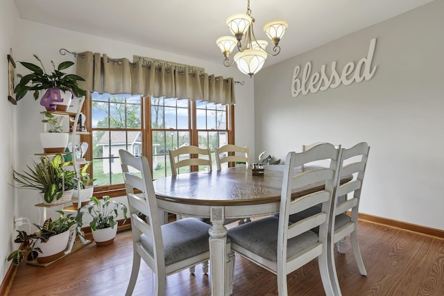 1719 Marion Rd NW, Utica, OH 43080 - dining area featuring a chandelier, wood finished floors, and baseboards
