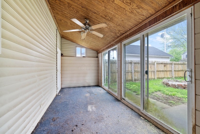 616 E Chestnut St, Mount Vernon, OH 43050 - unfurnished sunroom featuring vaulted ceiling and a ceiling fan