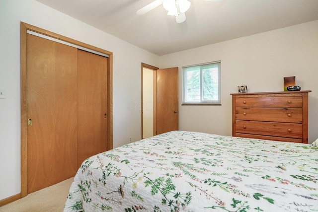 316 Charleston Ave, Columbus, OH 43214 - bedroom featuring a closet, carpet flooring, and a ceiling fan