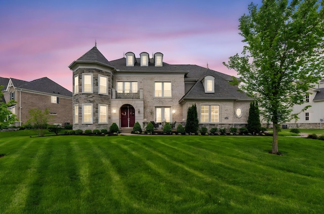 6540 Marshview Dr, Hilliard, OH 43026 - french country style house with a yard and stone siding