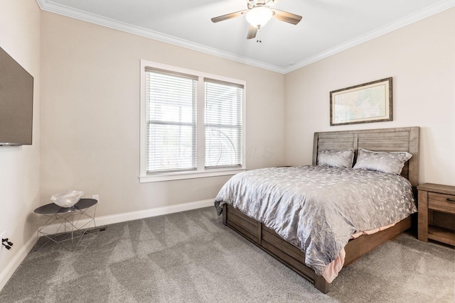 6540 Marshview Dr, Hilliard, OH 43026 - carpeted bedroom featuring crown molding, baseboards, and a ceiling fan