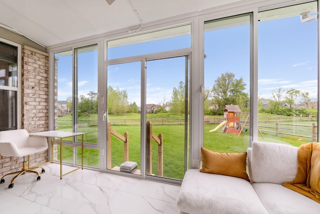 6540 Marshview Dr, Hilliard, OH 43026 - sunroom with marble finish flooring and floor to ceiling windows