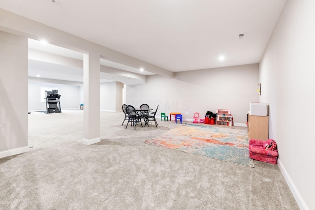 6540 Marshview Dr, Hilliard, OH 43026 - rec room with carpet flooring, recessed lighting, and baseboards