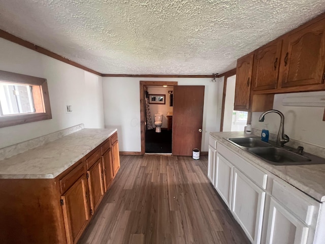 430 Poplar St, West Union, OH 45693 - kitchen featuring a sink, wood finished floors, light countertops, plenty of natural light, and a textured ceiling