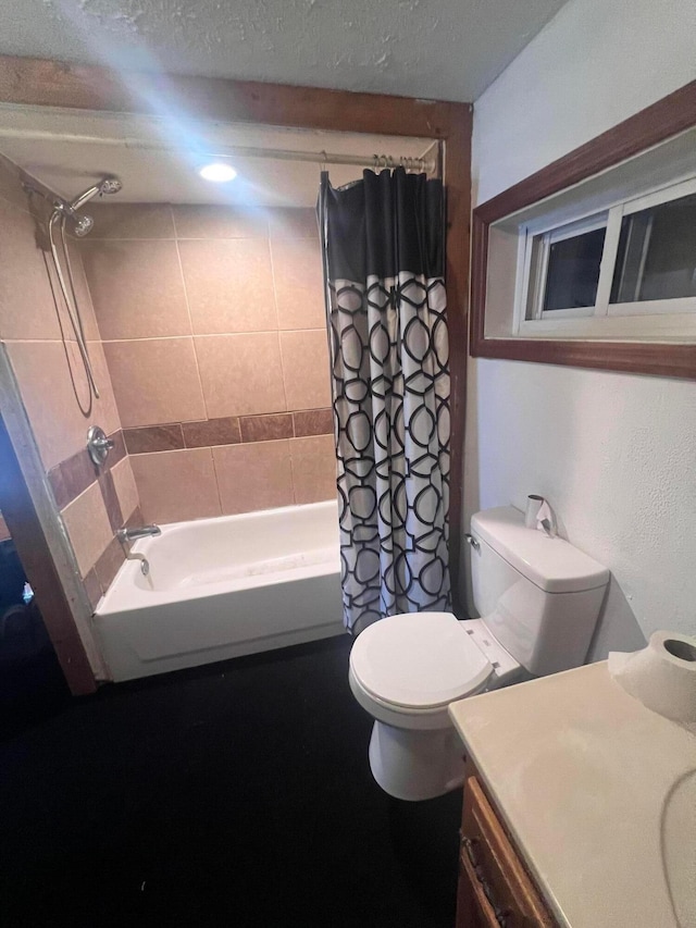 430 Poplar St, West Union, OH 45693 - full bath featuring toilet, shower / bath combination with curtain, vanity, and a textured ceiling