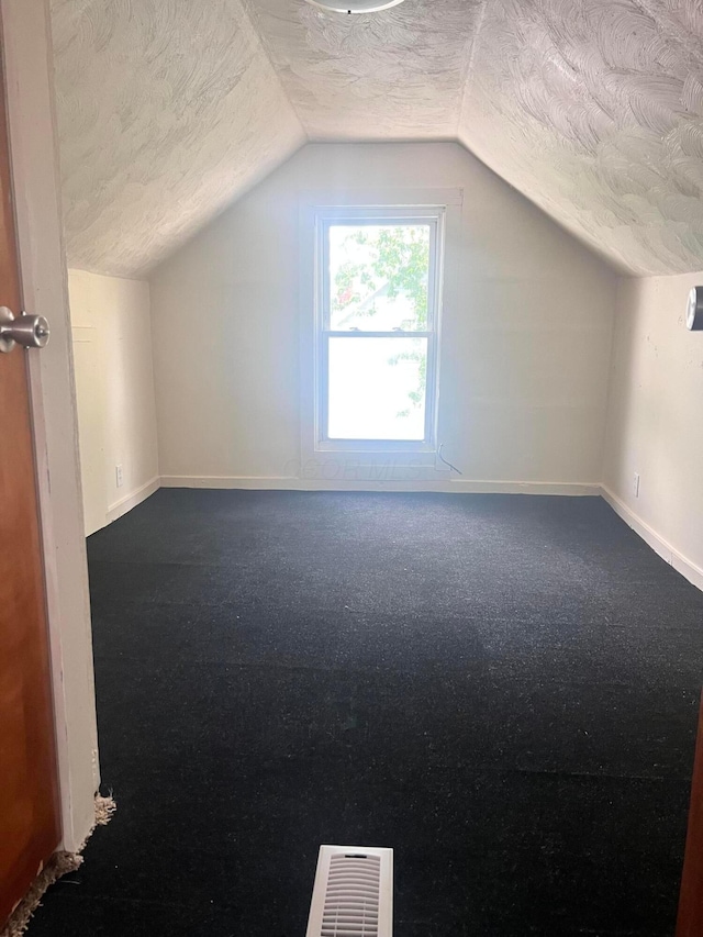 430 Poplar St, West Union, OH 45693 - bonus room featuring a textured ceiling, lofted ceiling, and baseboards