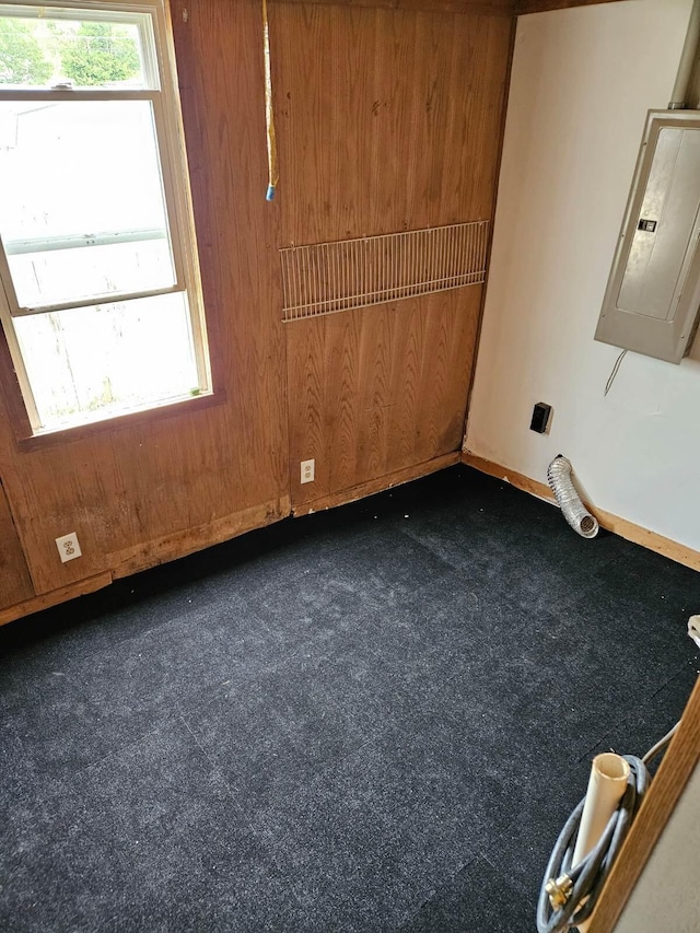430 Poplar St, West Union, OH 45693 - unfurnished room with electric panel, baseboards, and dark colored carpet