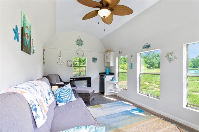 10164 Busey Rd, Canal Winchester, OH 43110 - living area with lofted ceiling and ceiling fan