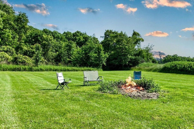 10164 Busey Rd, Canal Winchester, OH 43110 - view of green lawn with a fire pit