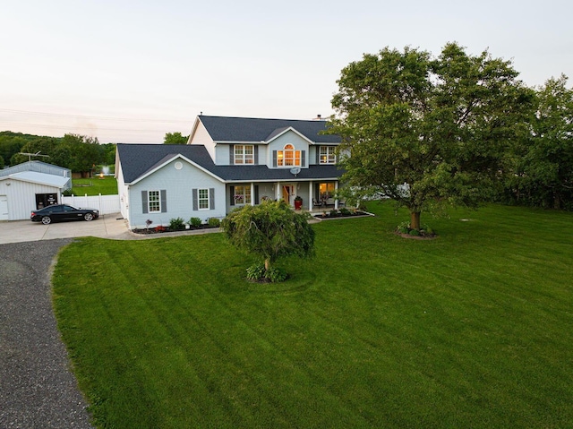 10164 Busey Rd, Canal Winchester, OH 43110 - traditional-style house with an outdoor structure and covered porch