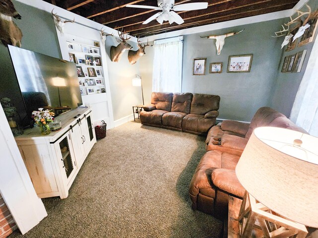 8696 Main St, Rushville, OH 43150 - carpeted living room featuring ceiling fan
