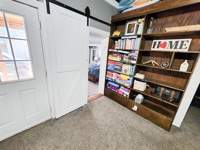 8696 Main St, Rushville, OH 43150 - misc room featuring carpet flooring and a barn door