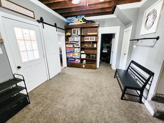 8696 Main St, Rushville, OH 43150 - sitting room featuring carpet and a barn door
