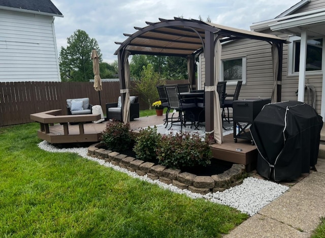 44 King Ave, Newark, OH 43055 - view of patio / terrace featuring a wooden deck, a pergola, a grill, and outdoor dining space