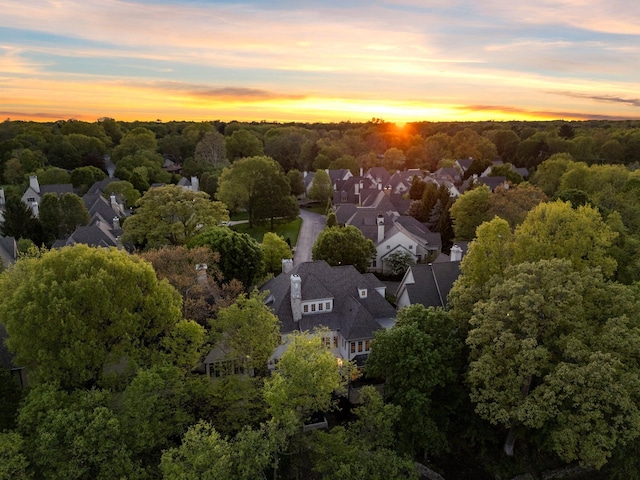 aerial view at dusk of a residential view