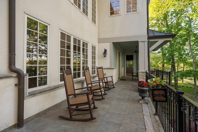 view of patio / terrace featuring a ceiling fan