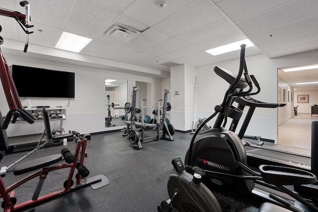 78 E Chestnut St Unit 205, Columbus, OH 43215 - gym with a drop ceiling and baseboards