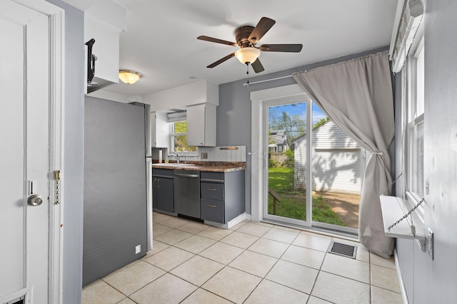 3204 Mcguffey Rd, Columbus, OH 43224 - kitchen featuring appliances with stainless steel finishes, ceiling fan, light tile patterned flooring, and a sink