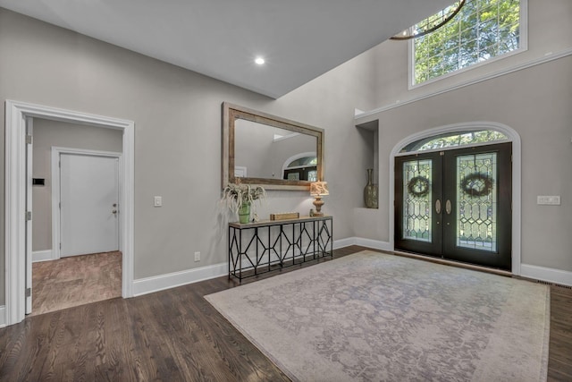 3720 Hyatts Rd, Powell, OH 43065 - entryway featuring french doors, dark wood-style flooring, baseboards, and recessed lighting