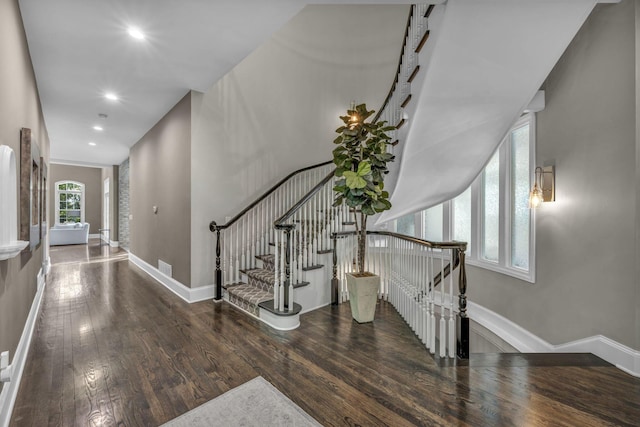 3720 Hyatts Rd, Powell, OH 43065 - foyer featuring wood finished floors, baseboards, and recessed lighting