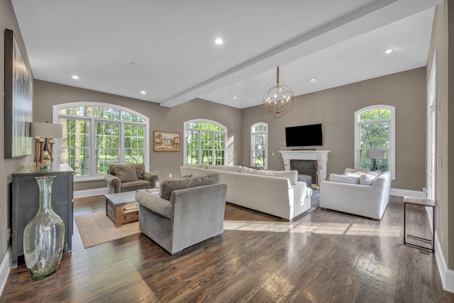 3720 Hyatts Rd, Powell, OH 43065 - living room featuring dark wood finished floors, plenty of natural light, baseboards, and recessed lighting