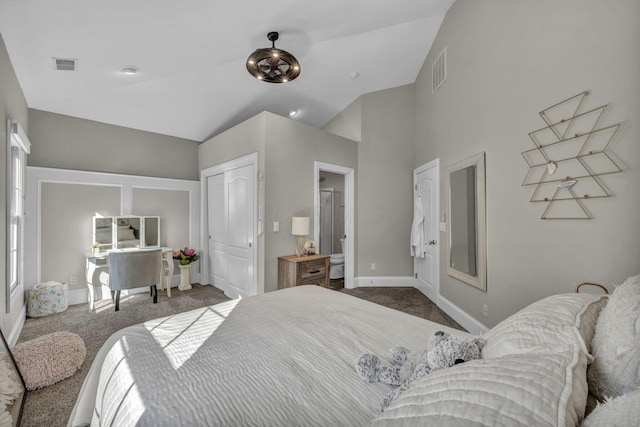 3720 Hyatts Rd, Powell, OH 43065 - bedroom featuring carpet, lofted ceiling, baseboards, and a closet