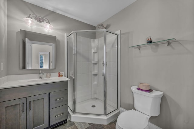 3720 Hyatts Rd, Powell, OH 43065 - bathroom with a stall shower, toilet, and vanity