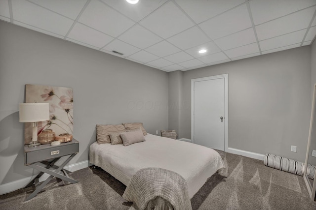3720 Hyatts Rd, Powell, OH 43065 - carpeted bedroom featuring baseboards, a drop ceiling, and recessed lighting